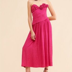 Free People Strapless Fuchsia Dress
